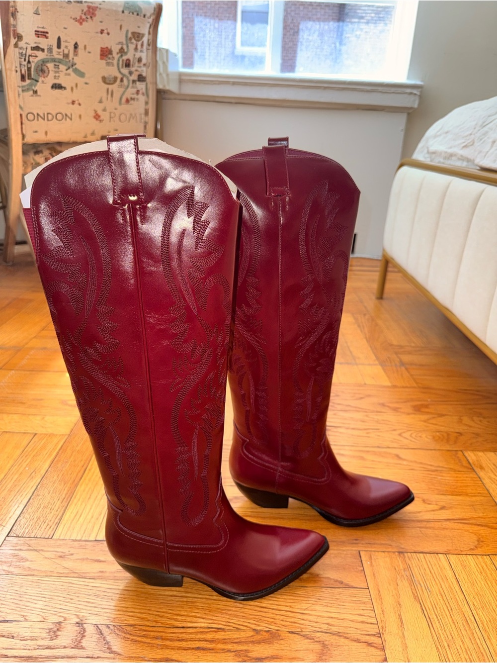 Jeffrey Campbell Finn Tall Western Boot in Wine Merlot - Picture 7 of 12